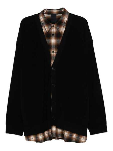 Cardigane JUUN.J Black Sweater With Layered Design And Classic Collar In Cotton And Wool Blend Man Black Barbati (BM 18656832) 1