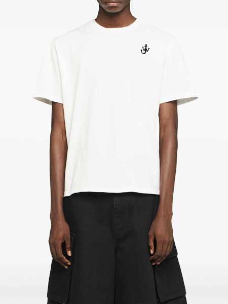 Tricouri JW Anderson White T-Shirt With Logo On The Front In Cotton Man WHITE Barbati (BM 18656862) 3
