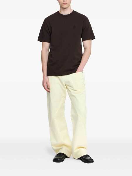Tricouri JW Anderson Brown T-Shirt With Logo On The Front In Cotton Man BROWN Barbati (BM 18656865) 2