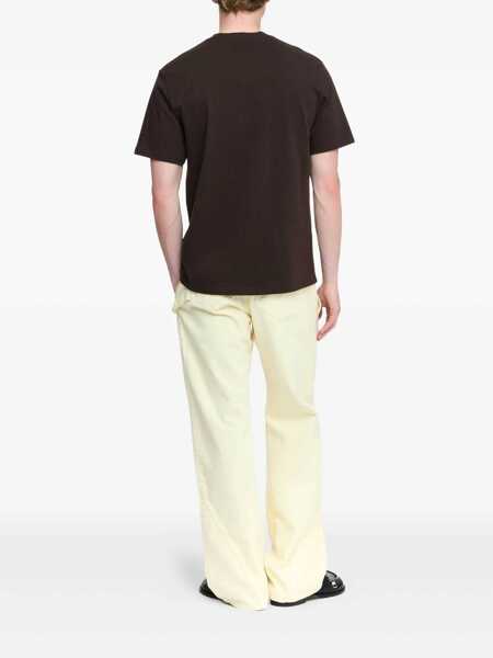 Tricouri JW Anderson Brown T-Shirt With Logo On The Front In Cotton Man BROWN Barbati (BM 18656865) 3