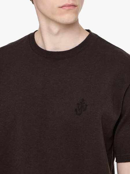 Tricouri JW Anderson Brown T-Shirt With Logo On The Front In Cotton Man BROWN Barbati (BM 18656865) 4