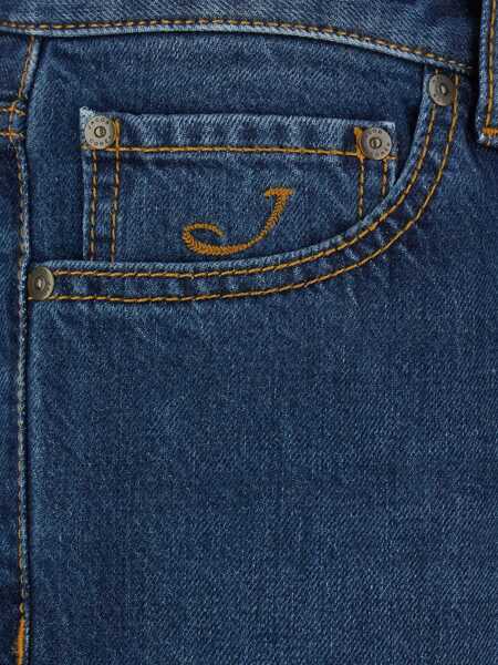 Blugi Jacob Cohen Sean Blue Five-Pocket Jeans With Logo Patch On The Back In Denim Man BLUE Barbati (BM 18656868) 3