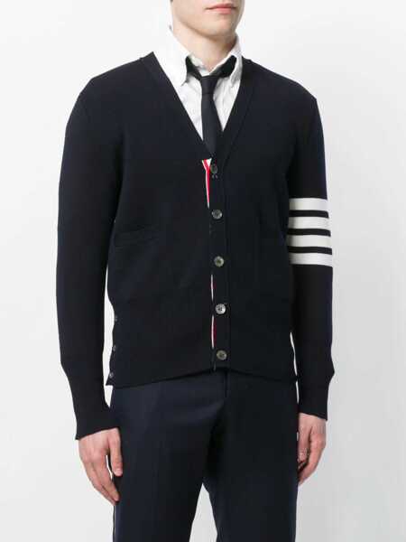 Pulovere Thom Browne Thom Browne 4-Bar Wool Cardigan BLUE Barbati (BM 18657282) 3