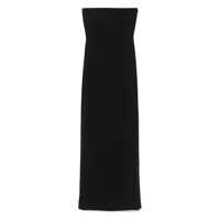 Rochii 'Anderson' Black Long Dress With Bare Shoulder And Back Slit In Twill Woman Femei