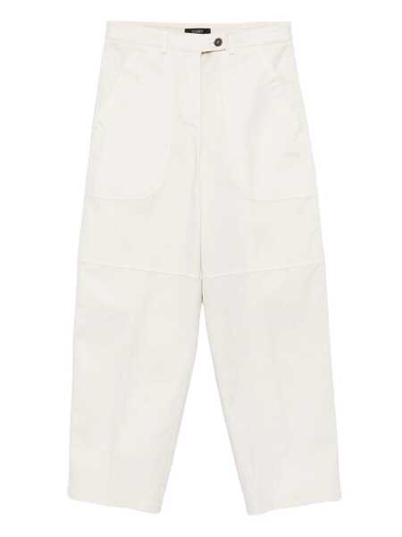 Pantaloni casual SEVENTY Seventy Light Beige High-Waist Trousers In Cotton Blend Beige Femei (BM 18657615) 1