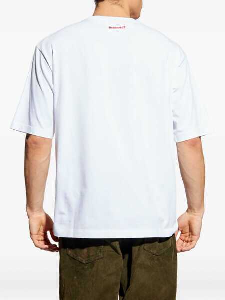 Tricouri DSQUARED2 White T-Shirt With Logo On The Front In Cotton Man WHITE Barbati (BM 18657966) 4