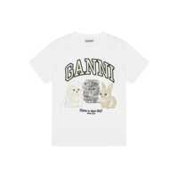 Tricouri Ganni White Cotton T-Shirt Femei