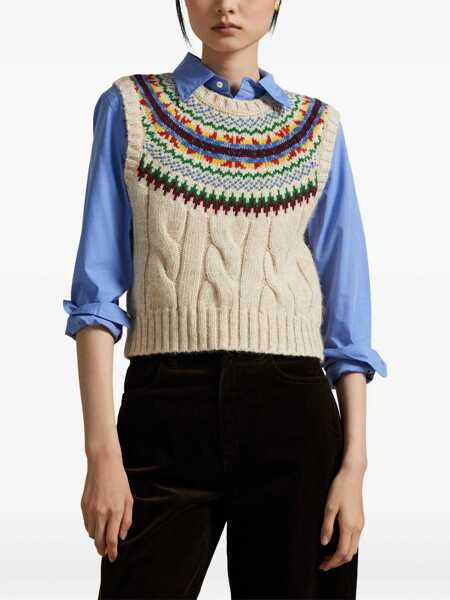Pulovere casual Ralph Lauren Fair Isle Knit Vest Beige Femei (BM 18658902) 3