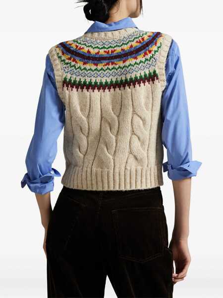Pulovere casual Ralph Lauren Fair Isle Knit Vest Beige Femei (BM 18658902) 4