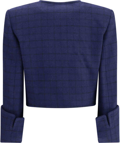 Jachete Chloe Boxy Jacket in wool plaid DARK INDIGO Femei (BM 18659368) 2