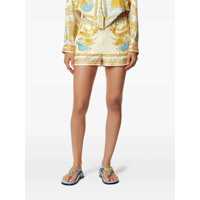 Imbracaminte Dama pagina 256 - Pantaloni casual Versace Multicolor Shorts With Elastic Waist And All-Over Underwater Barocco Print In Silk Woman MULTICOLOR Femei (BM 18660024) - B-mall.ro