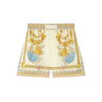 Pantaloni casual Multicolor Shorts With Elastic Waist And All-Over Underwater Barocco Print In Silk Woman Femei
