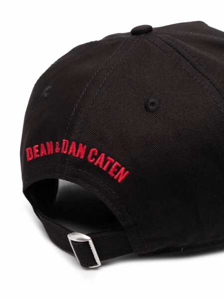Sepci DSQUARED2 Black Baseball Cap With Maxi Print On The Front And Logo Lettering On The Rear In Cotton Man Black Barbati (BM 18665445) 2