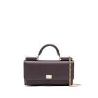 Genti de mana Violet Handbag With Logo Plaque In Grained Leather Woman Femei