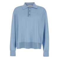 Tricouri Polo Light Blue Polo Shirt With Classic Collar And Adc Embroidery On The Front In Cotton And Silk Man Barbati