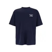 Topuri Blue Crewneck T-Shirt With Slogan Print On The Front And Back In Cotton Man Barbati