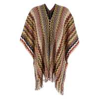 Geci Multicolor Cape With V Neck And All-Over Zigzag Motif In Viscose Blend Woman Femei