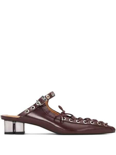 Pantofi cu toc Ganni Brown Sandals With Pointed Toe Design And All-Over Laces In Eco Leather Woman BROWN Femei (BM 18670062) 1