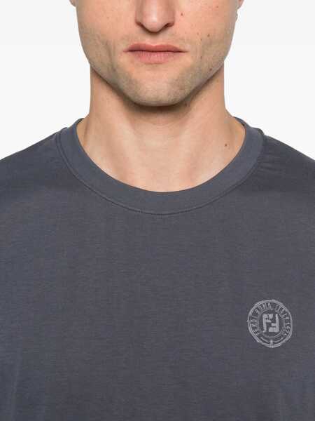 Tricouri Fendi Cotton T-Shirt BLU DARK Barbati (BM 18672274) 4
