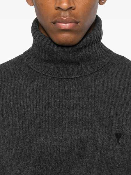 Pulovere casual AMI Paris Pull Col Roule Ami De Coeur ANTHRACITE Barbati (BM 18672304) 5