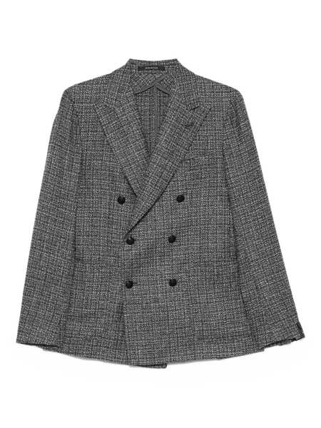 Sacouri Tagliatore Tagliatore Double-Breasted Blazer With Embossed Finish Black Barbati (BM 18673638) 1