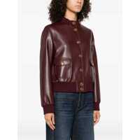 Imbracaminte Dama pagina 185 - Geci TWINSET Bordeaux Jacket With High Neck And Front Jewel Button Closure In Ecoleather Woman Red Femei (BM 18674028) - B-mall.ro