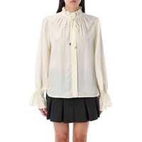 Camasi Ganni Fluid Cupro Tie Shirt Femei