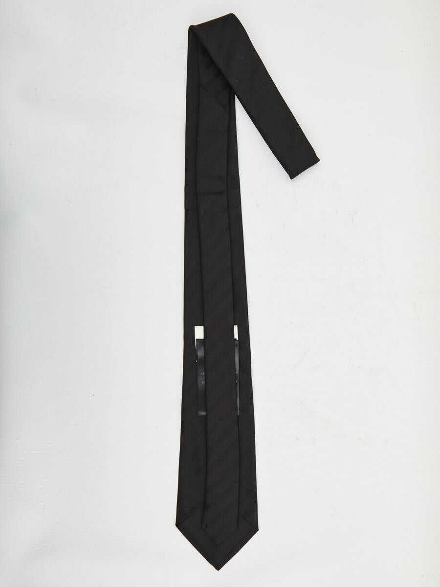 Cravate Saint Laurent Striped Wide Tie In Silk Jacquard Black Barbati (BM 18674562) 2