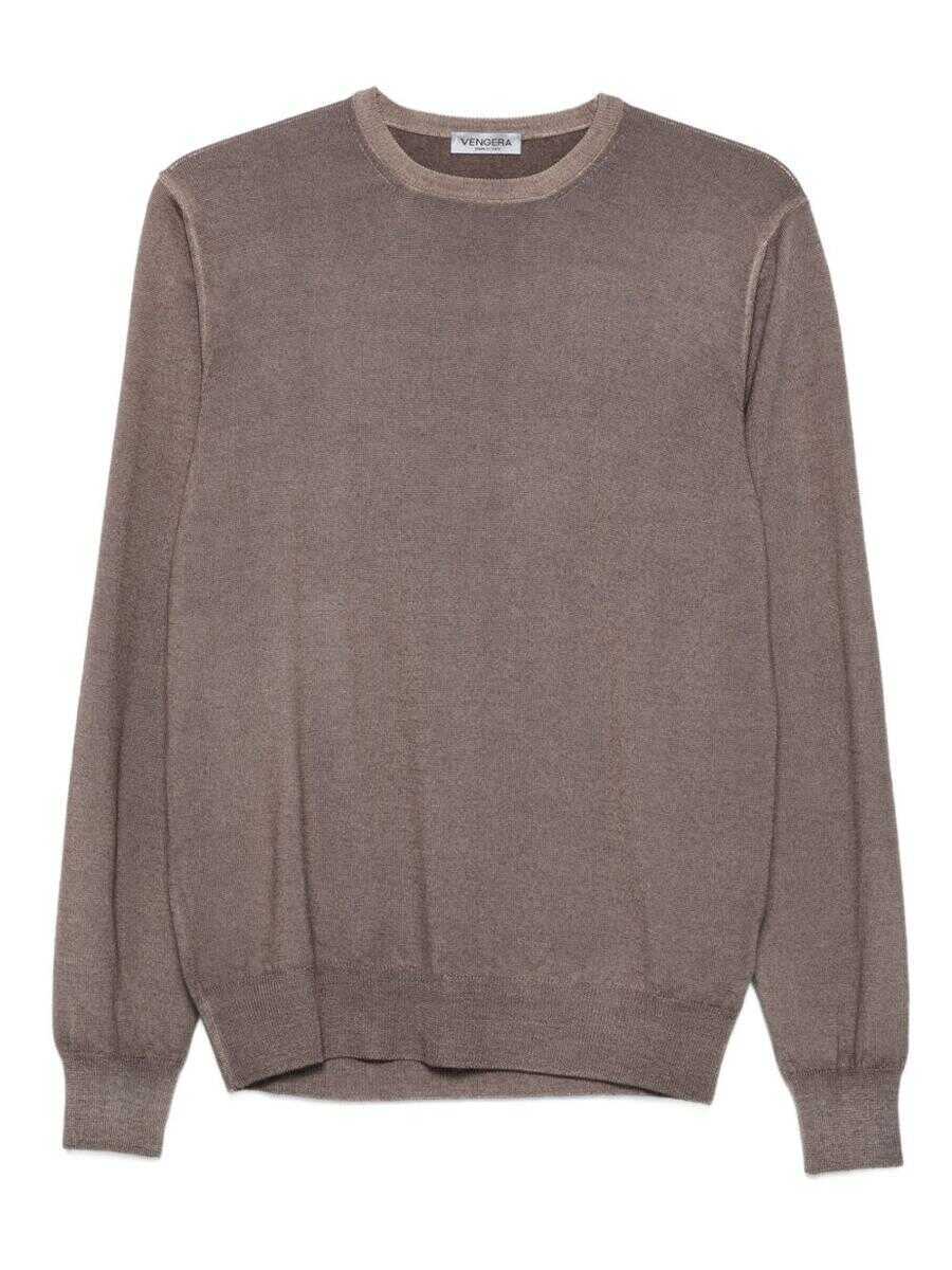 Pulovere Vengera Vengera Wool Crew Neck Sweater BROWN Barbati (BM 18674670) 1