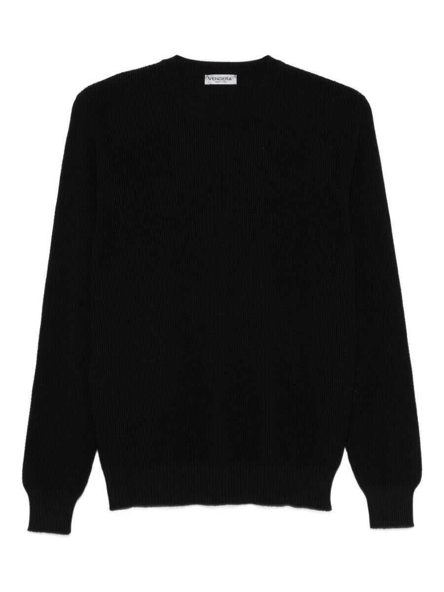 Pulovere Vengera Vengera Wool Crew Neck Sweater Black Barbati (BM 18674673) 1