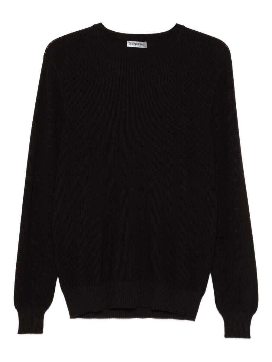 Pulovere Vengera Vengera Wool Crew Neck Sweater Black Barbati (BM 18674676) 1