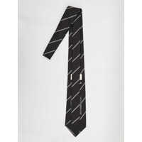 Cravate pentru Barbati - Cravate Saint Laurent Striped Wide Tie In Silk Black Barbati (BM 18674703) - B-mall.ro