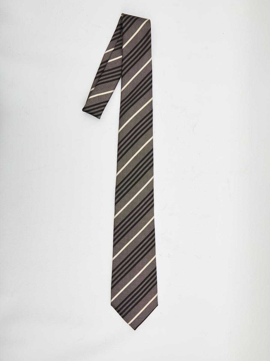 Cravate Saint Laurent Striped Tie In Silk Black Barbati (BM 18674748) 1