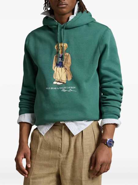 Bluze de trening Ralph Lauren Green Hoodie With Drawstring Hood And Logo Print On The Front In Cotton Blend Man GREEN Barbati (BM 18674796) 3