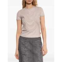 Tricouri Diesel Dama - Tricouri Diesel T-Nekka White T-Shirt With Embossed Details On The Front In Cotton Blend Woman WHITE Femei (BM 18675357) - B-mall.ro