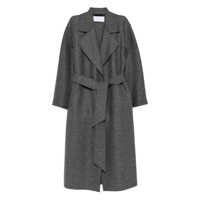 Paltoane Harris Wharf London Gray Virgin Wool Coat With Belt At The Waist Femei