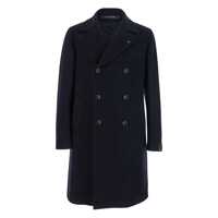 Paltoane 'Arden' Blue Double-Breasted Coat With Notched Revers In Wool And Cashmere Man Barbati