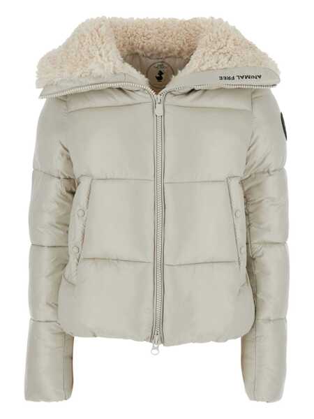 Geci de iarna Save the Duck Moma Beige Down Jacket With Fur Collar And Logo On The Sleeve In Tech Fabric Woman Beige Femei (BM 18676254) 1