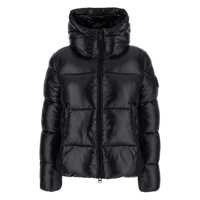 Geci de iarna 'Biddy' Black Down Jacket With Hood And Logo On The Sleeve In Tech Fabric Woman Femei
