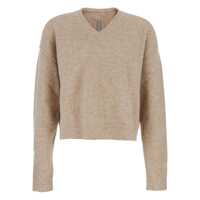 Pulovere Beige Sweater With V Neck And Dropped Shoulders In Wool Blend Man Barbati