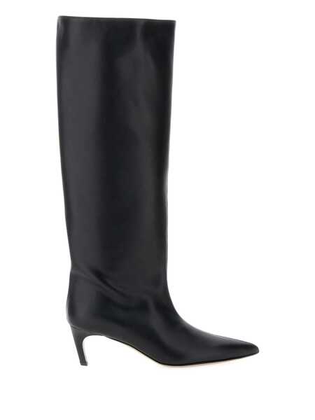 Bocanci Semicouture Black High Boots With Pointed Toe And Low Heel In Leather Woman Black Femei (BM 18678753) 4