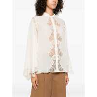 Topuri Chloe Dama - Bluze Chloe Silk georgette and lace Blouse PRISTINE WHITE Femei (BM 18679144) - B-mall.ro