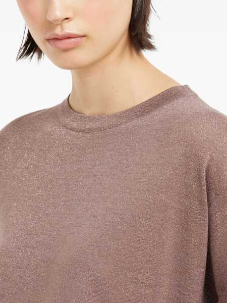 Tricouri Brunello Cucinelli cashmere glitter T-shirt RED BROWN Femei (BM 18679198) 5