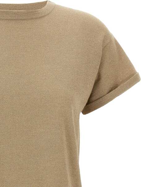 Tricouri Brunello Cucinelli cashmere glitter T-shirt BROWN Femei (BM 18679210) 4