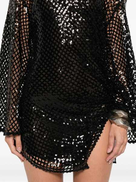Rochii THE ATTICO The Attico Sequin Mesh Dress Black Femei (BM 18682101) 5