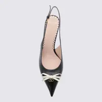 Pantofi cu toc Valentino Garavani Dama - Pantofi cu toc Valentino Garavani Valentino Garavani Black Leather Pumps NERO/IVORY Femei (BM 18682956) - B-mall.ro