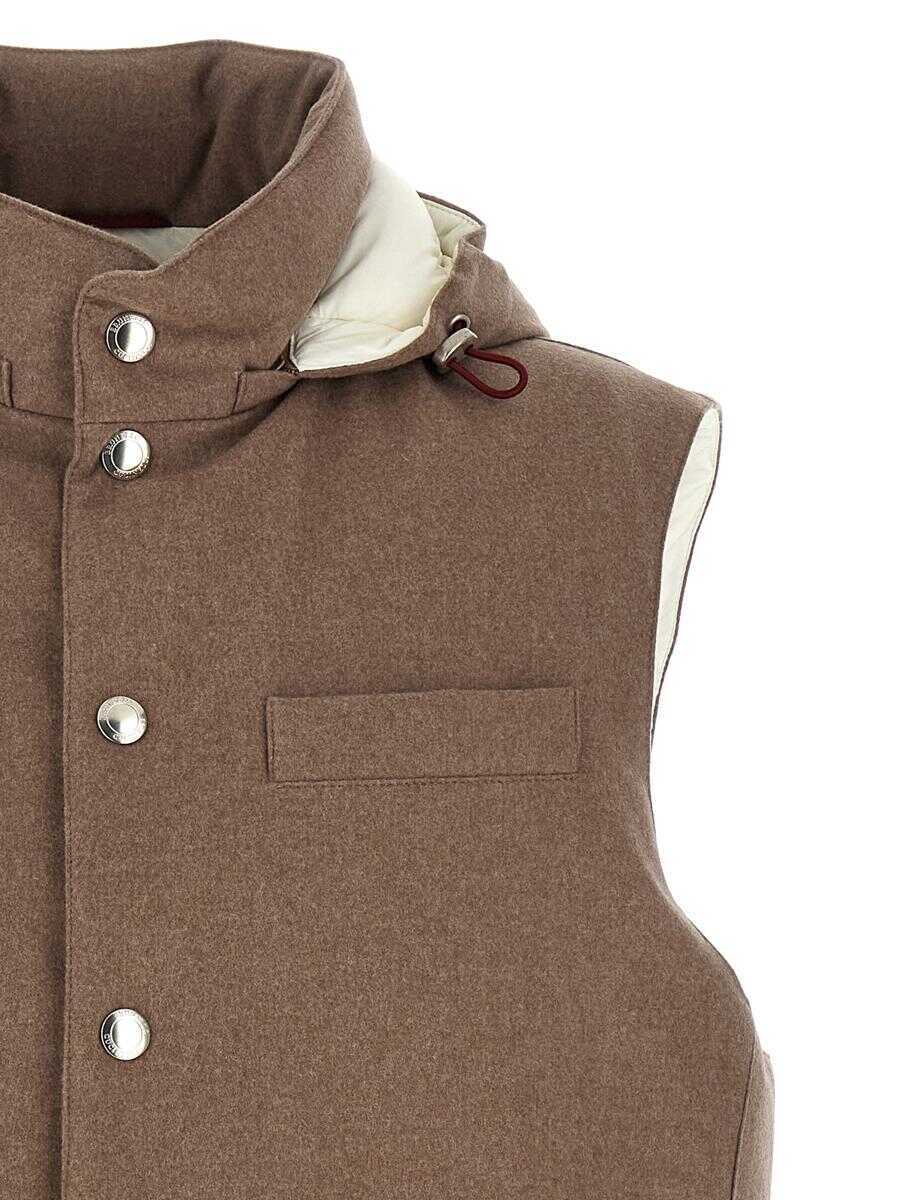 Geci Brunello Cucinelli Brunello Cucinelli Padded Wool Vest Beige Barbati (BM 18685482) 3