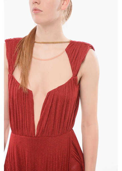 Rochii lungi Elisabetta Franchi Red Carpet Lurex Maxidress With Mesh Inserts Red Femei (BM 18686971) 3