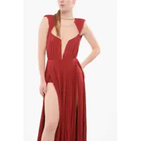 Rochii Elisabetta Franchi Dama - Rochii lungi Elisabetta Franchi Red Carpet Lurex Maxidress With Mesh Inserts Red Femei (BM 18686971) - B-mall.ro