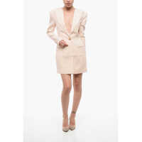 Sacouri Wool Blazer Dress With Golden Button Femei